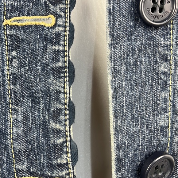 LIZ CLAIBORNE DENIM JEAN SCALLOPED JACKET SIZE SMALL - Picture 3 of 12